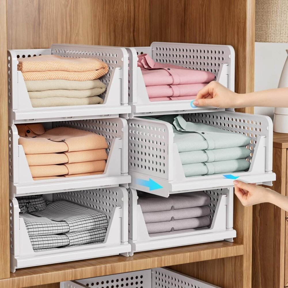 5 Pack Stackable Closet Storage Baske - Image 3