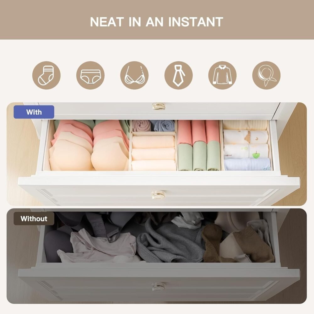 Baby Clothes Drawer Organizer Set (10 pcs) – Keeps Diapers, Onesies & Socks Neat in Nursery or Bedroom Drawers - Image 3