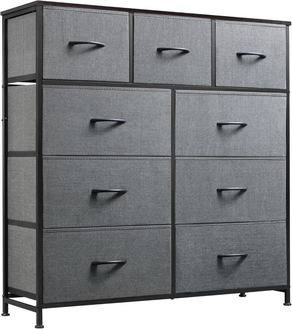 9-Drawer Fabric Dresser Tower – Elegant Bedroom Storage with Modern Design